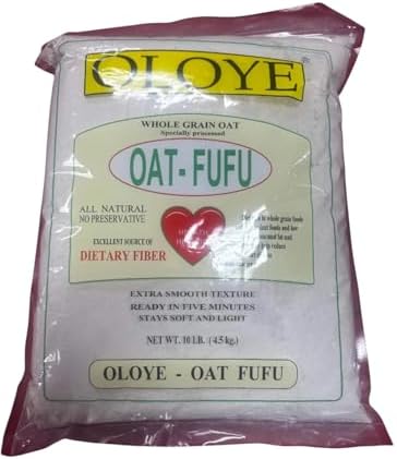 Oat Fufu Flour – Traditional African Swallow Meal – Healthy High-Fiber Oatmeal Fufu – Smooth, Easy to Prepare – 10LB