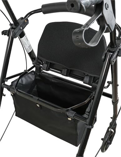 Aidapt Folding Walking Rollator with Seat and Backrest, Lightweight Mobility Walker for Seniors, 4-Wheel Walking Frame with Storage Bag, Adjustable Height, Compact Design for Travel and Home Use