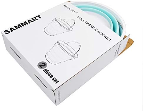 SAMMART 10L (2.64 Gallon) Collapsible Plastic Bucket - Foldable Round Tub - Portable Fishing Water Pail - Space Saving Outdoor Waterpot, 2 Pieces Box Pack