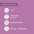 Amazon Aware Bamboo Paper Towels, 6 Rolls, 2 ply, FSC Certified, 150 Sheets, 900 Count, Plastic-Free, Multicolor