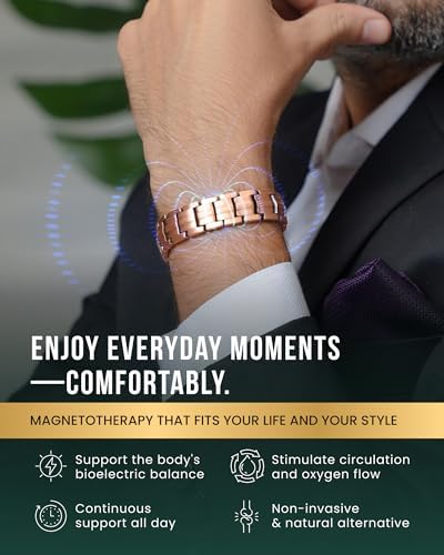 MagnetRX® Magnetic Copper Bracelet for Men — EllipseMAX 5X Strength 5,000 Gauss Magnets — Designed in USA & Patent Pending — Premium Mens Copper Bracelet with Adjustable Length