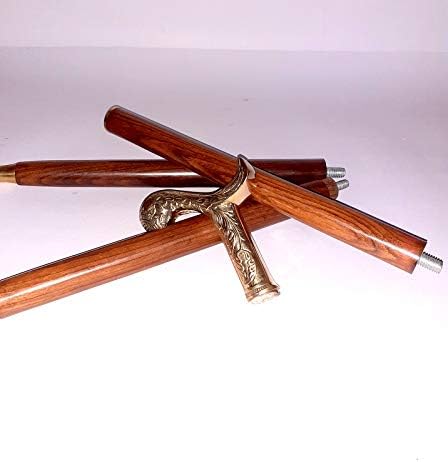 Antique Royal Victorian Silver Brass Wooden Walking Cane Stick Style