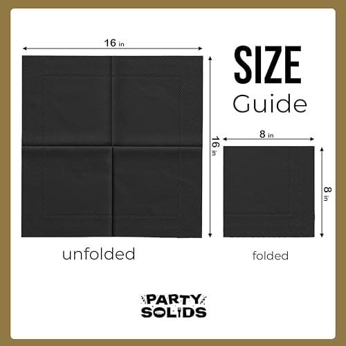 Party Solids Black Dinner Napkins Disposable Everyday 50 Pcs 2 Ply Black Napkins Disposable Paper Everyday For Parties & Party Supplies