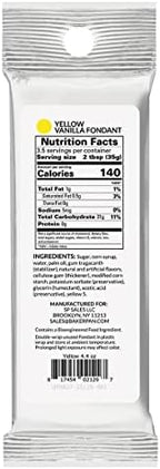 Bakerpan Premium Rolled Yellow Fondant for Cake Decorating, Vanilla Flavor - 4.4 Ounces (Made in USA)