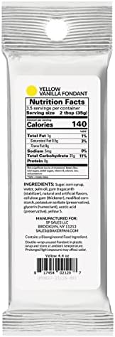 Bakerpan Premium Rolled Yellow Fondant for Cake Decorating, Vanilla Flavor - 4.4 Ounces (Made in USA)