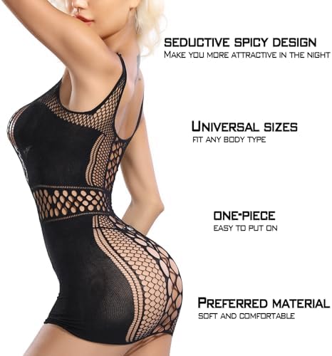Famstar Sexy Lingerie for Women Naughty Fishnet Lingerie Set Bodysuit Outfits Teddy Babydoll Erotic Mesh Women’s Outfits