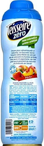 Teisseire Sugar Free French Syrup for Drinks, Pancakes or Waffles Tin 600ml 20.3 fl.oz Peach