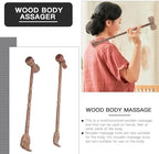 MAGICLULU Wooden Dual-use Massage Hammer 2pcs Set, Handheld Back Scraper and Body Massager for Muscle Relaxation and Stress Relief, Suitable for Neck, Shoulder, and Full Body Use