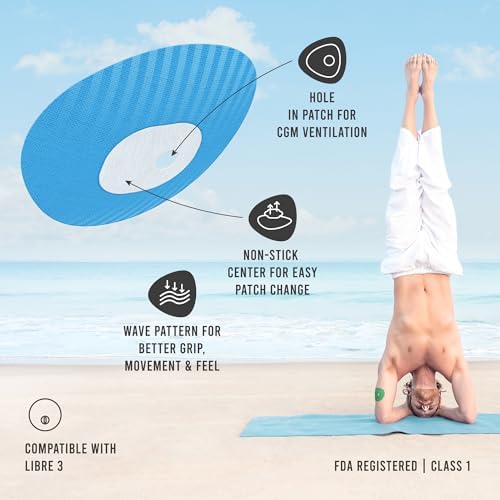Not Just A Patch Freestyle Libre 3 Plus Sensor Covers (20 Pack) – Breathable, Sweatproof & Secure Hold – Precision-Cut Hole for Ventilation, Adhesion & Gentle Support – 10-14 Day Wear - Multicolor