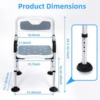 Shower Chair for Inside Shower,Foldable Shower Chair for Elderly and Disabled, Adjustable Height Chairs with Padded Arms and Back for Bathroom,Compact and Comfortable，Regular Standard