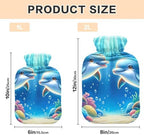 Dolphins Smiling Hot Water Bottle Hot or Cold Water Bottle with Soft Cover Hot Water Bag for Neck, Shoulder and Menstrual Cramps, 1 Liters