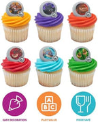 How To Train Your Dragon Rings, 24 Cupcake Toppers, Bright Colorful Dragon Shield Cupcake Decorations, Food Safe - 24 Pack