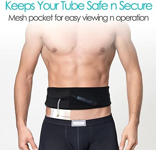 Breathable PD Catheter Holder Belt Peritoneal Dialysis Belt with Elastic Slit Mesh Pouch for Feeding Tube Accessories Transfer Set Fixation Nursing Supplies Men Women Adult, Large
