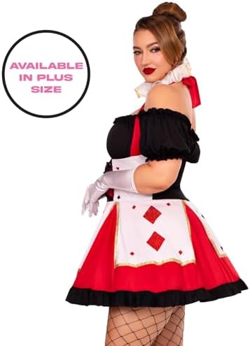 Pretty Playing Card Queen of Hearts Costume with Neck Piece