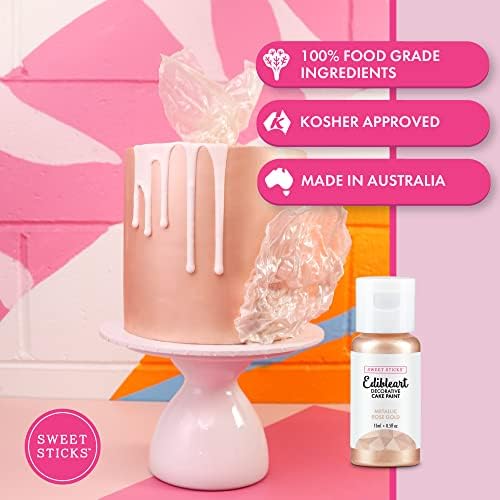 Sweet Sticks Edible Art Decorative Cake Paint 0.5 Ounce (15 Milliliters), Metallic Rose Gold