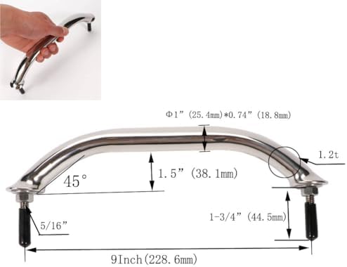 Boat Grab Bar 304 Stainless Steel Polished Grab Handle Handrail Hardware Multipurpose (2PCS)