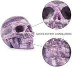 Artistone 2" Crystal Human Skull Head Decor Statue Carved Gemstone Purple Lepidolite Skeleton Head Art Figurines Reiki Healing Stone for Halloween Christmas Ornaments Home Office Decoration