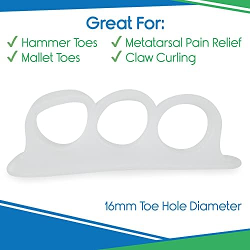 VIVEsole Hammer Toe Corrector for Men and Women (4pc) Cushioned Gel Straightener Loops - Toe Support Cushion Brace for Bunion Foot Relief, Feet Alignment, Curled, Claw, Crooked, Mallet Toes, 3 Loops