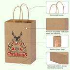OUTUXED 150pcs Brown Paper Gift Bags, 8x4x10in Brown Kraft Paper Bags with Handles Bulk Medium Size for Retail, Shopping, Wedding, Favor, Birthday Party, Business, Grocery