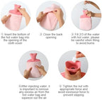 Hot Water Bottle with Cover, Hot Water Bottle with Cute Plush Cover, Super Soft Plush Cover for Pain Relief Headaches Cramps and Winter Warmth