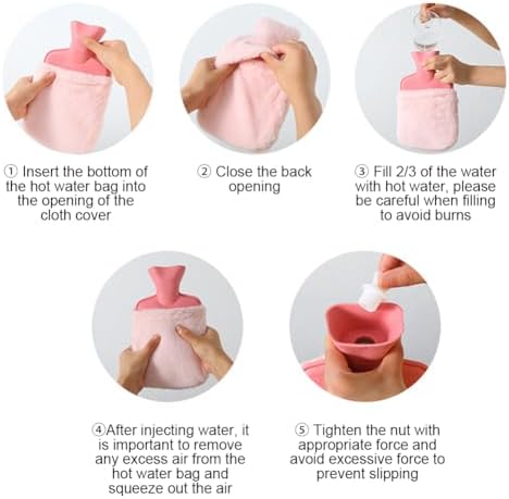 Hot Water Bottle with Cover, Hot Water Bottle with Cute Plush Cover, Super Soft Plush Cover for Pain Relief Headaches Cramps and Winter Warmth