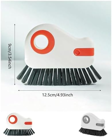 2 in 1 Groove Cleaning Brush Window Track Cleaning Tools, 2024 New Multifunctional Hard Bristle Crevice Cleaning Brush with Hidden Scraper, for Sliding Door Track Window Sill Deck Crevice (A-Orange)