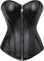 KSHUN Women's Faux Leather Corset Top Steampunk Corsets Zipper Bustier Pirate Costume