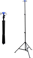 YJI Portable Collapsible IV Pole Stand, 4 Hook 3 Leg with Adjustable Height Display Stand Rack, Aluminum Alloy, 44 Lbs Load Capacity