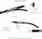 VisionGlobal 5 Pairs Reading Glasses, Blue Light Blocking Glasses, Computer Reading Glasses for Women and Men, Fashion Square Eyewear Frame (Black,+2.00 Magnification)