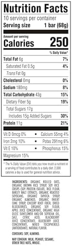 CLIF BAR - Energy Protein Bars - Blueberry Almond Crisp - Made with Organic Oats - Energy Bars - Non-GMO - (10 Pack)