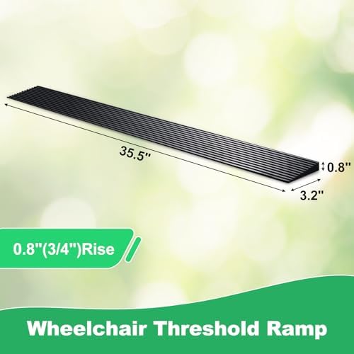 0.8" Rise Rubber Threshold Ramp, 1500 lbs Heavy-Duty Non-Slip Ramp for Door Thresholds, Indoor Outdoor Wheelchair Threshold Ramps for Doorways
