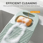 Non-Slip Laundry Washing Board, Household Washboard, Hand Wash Board, Manual Wash Clothes Laundry Pad Scrubbing Board for Household(15.7x8.07x1.06inches) (E-Light Blue)