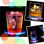 3 PCS Crystal Ultra-Thin LED Coasters for Drinks, 3.9'' Non-Slip Waterproof Transparent LED Luminous Coaster for Beverage Cup Wine Table Club Bar Wedding Halloween Party (Color)