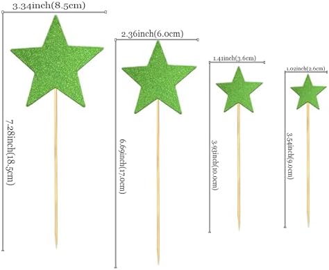 35 PCS Little Star Cupcake Toppers Glitter Twinkle Star Cupcake Picks Stars Party Decorations for Wedding Engagement Baby Shower Birthday Party Decorations Supplies Mixed Size Grass Green