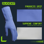Rubber Kitchen Cleaning Gloves, Reusable Dishwashing Gloves, Non-Slip, with Flocked Liner, 3 Pairs (Pink+Yellow+Blue) (Large)