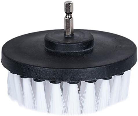 HIFROM Drill Brush - 4 inch Power Drill Attachment Soft Bristle White Quick Change Shaft Scrub Cleaning Brush for Carpet, Upholstery, Leather, Glass (White)