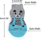 4 Pairs Anti-Slip Dog Socks&Cat Socks with Rubber Reinforcement, Pet Paw Protector for Hardwood Floors Indoor Wear