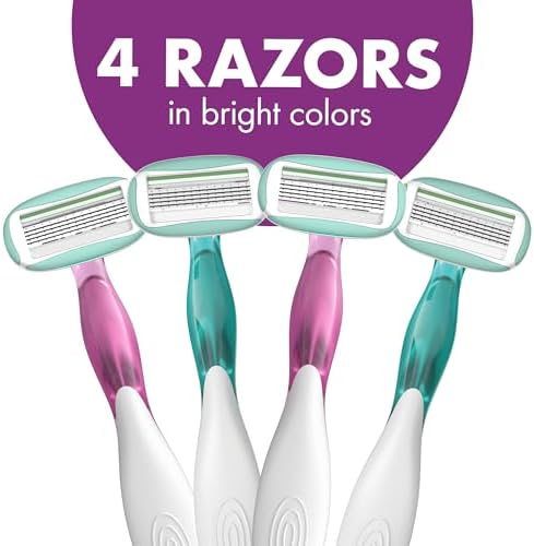 BIC Soleil 5 Sensitive Women's Disposable 5 Blade Razors, 360 Degree Moisture Strips and Pivoting Head, 4-Pack