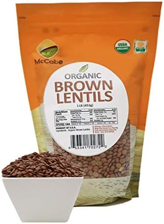 McCabe Organic Brown Lentils - Bulk Lentils Rich in Fiber & Minerals | USDA and CCOF Certified | Product of USA | 1Lbs