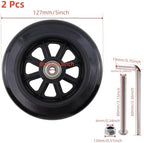 5 Inch Rubber Front Replacement Wheels, 2 Pcs Anti-Slip Rollator Walker Replacement Wheels Accessories with Screws wheelchair Front Wheel for Rollators, Wheelchairs, Walkers (Black)