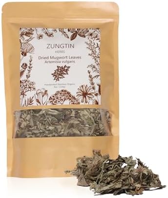Zungtin Mugwort herb Pure Leaves Fine Picked Bulk Stems Stalks Free, Natural Artemisia vulgaris Chemical Free - 4 ounce