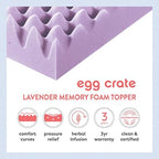 Best Price Mattress 3 Inch Egg Crate Memory Foam Mattress Topper with Soothing Lavender Infusion, CertiPUR-US Certified, Dorm Essentials, Queen