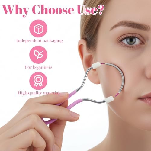 4 Pcs Spring Hair Remover for Face, Spring Epilator Dual-Design Facial Tool Set, Reusable Face Threading Tool with Loop and Straight Shapes for Upper Lip Cheek Brow Hair Removal