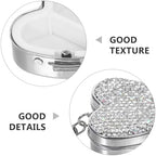 FOMIYES Heart-Shaped Stainless Steel Pill Organizer Compact Medicine Case Portable Vitamin Storage Box with Rhinestones Small Travel Pill Holder for Pocket Use