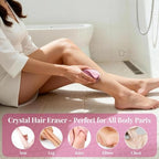 Crystal Hair Eraser for Women and Men, Reusable Crystal Hair Remover Magic Painless Exfoliation Hair Removal Tool, Magic Hair Eraser Device for Back Arms Legs (Pink)