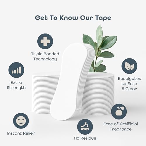 SleepHabits 45PC Breathing Strips, Non-Toxic Tested Nose Strips for Breathing & Sleep | Nasal Strips for Snoring Solution | Extra Strength for Sensitive Skin | Nasal Strips for Sleeping, Eucalyptus