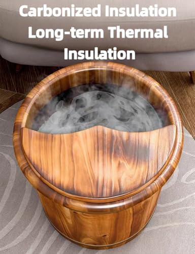 Natural Wooden Footbath Bucket, Pedicure Basin Thicken Foot Bath Barrels Soaking Tub Middle-Aged and Elderly Health Care Gift Women's, for Women
