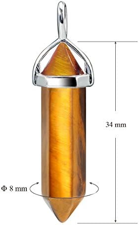 BEADNOVA Crystal Necklaces for Women Crystal Pendant Gemstone Necklace for Spiritual Energy Healing Hexagonal Pendant Divination for Men (18 Inches Stainless Chain)