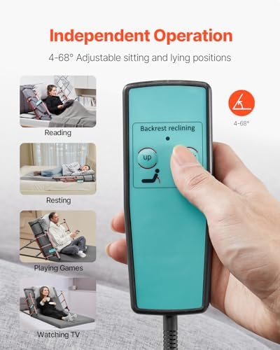 VEVOR Electric Lifting Backrest for Bed, 300 lbs Capacity, 4-68° Adjustable Lifting Bed Backrest, with Collapse Rails for Pregnant Women Elderly Patient Handicap