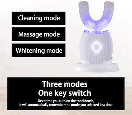 Ultrasonic Toothbrush for Adults Automatic Toothbrush with Soft Bristles Rechargeable Portable 30'' Automatic Timer Wireless Charging Washable for Travel & Home Use (White)